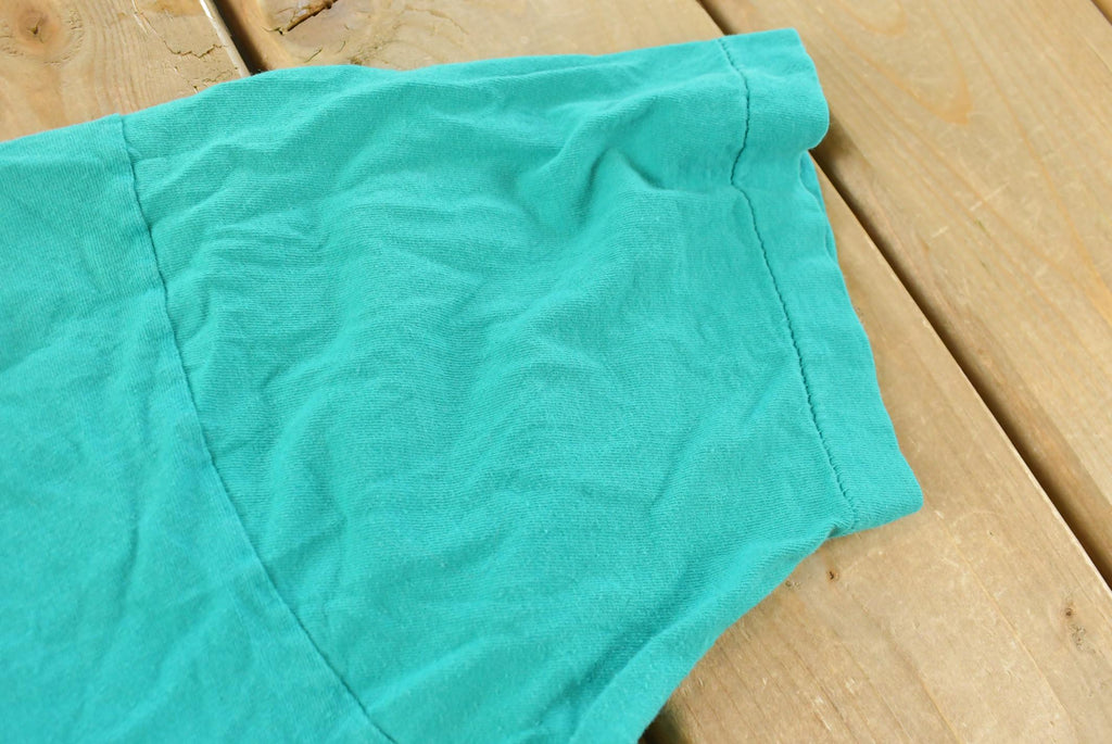 Vintage 1990s Fruit of the Loom Blank Teal Pocket T-Shirt Men's L