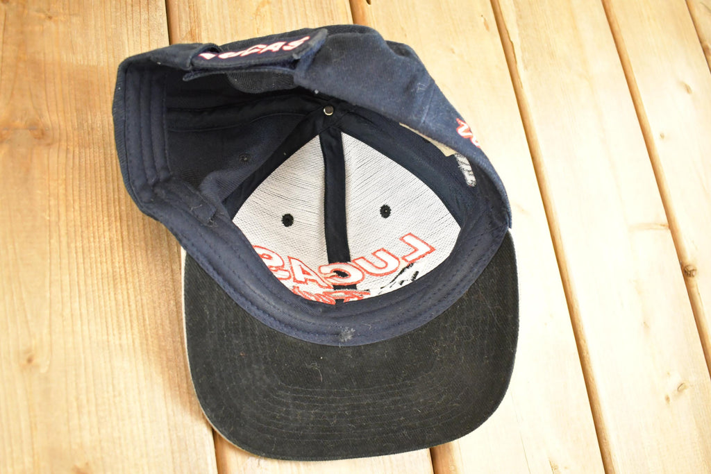 Vintage 1990s Lucas Racing Snapback Autograph Hat / 90's Embroidered Race Car Cap