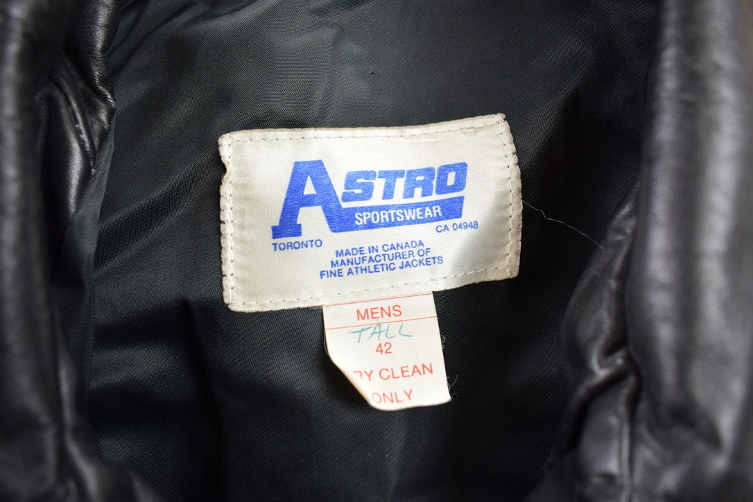 Vintage 1980s Astro Sportswear Leather Varsity Hockey Jacket / Fall Outerwear / Leather Coat / Outerwear / Streetwear Fashion / Suede Jacket