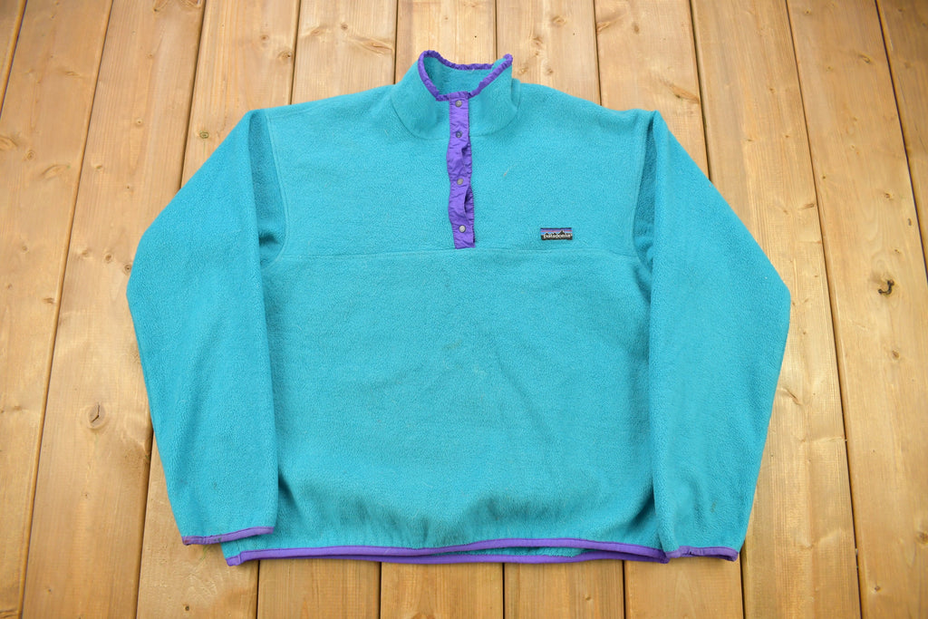 Vintage 1990s Patagonia T-Snap Fleece Kids Sweater Size 13-14