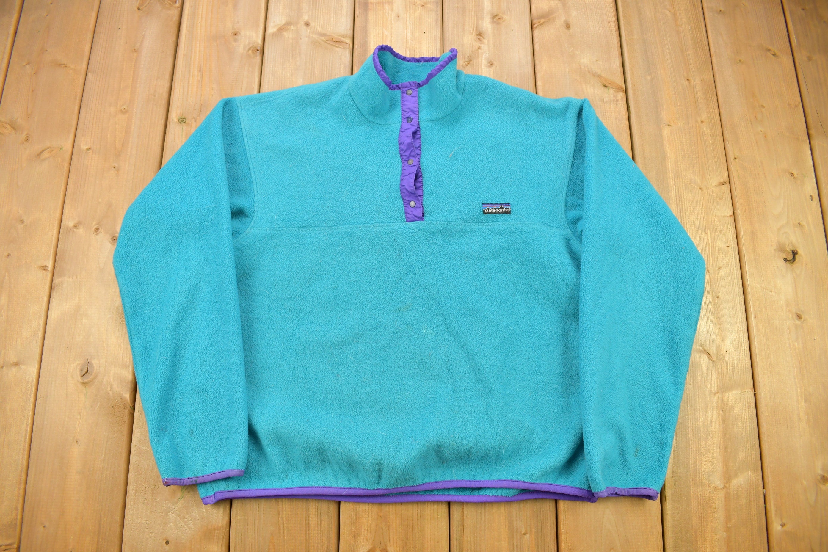 Vintage 1990s Patagonia T-Snap Fleece Kids Sweater Size 13-14
