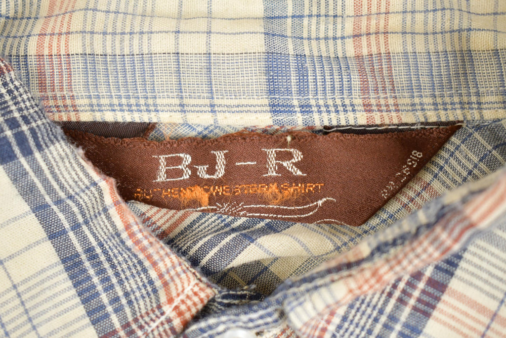 Vintage 1970s BJ - R Southwestern Plaid Button Up Shirt  Rodeo Shirt  Cowboy Shirt  Flannel Shirt  South Western  True Vintage