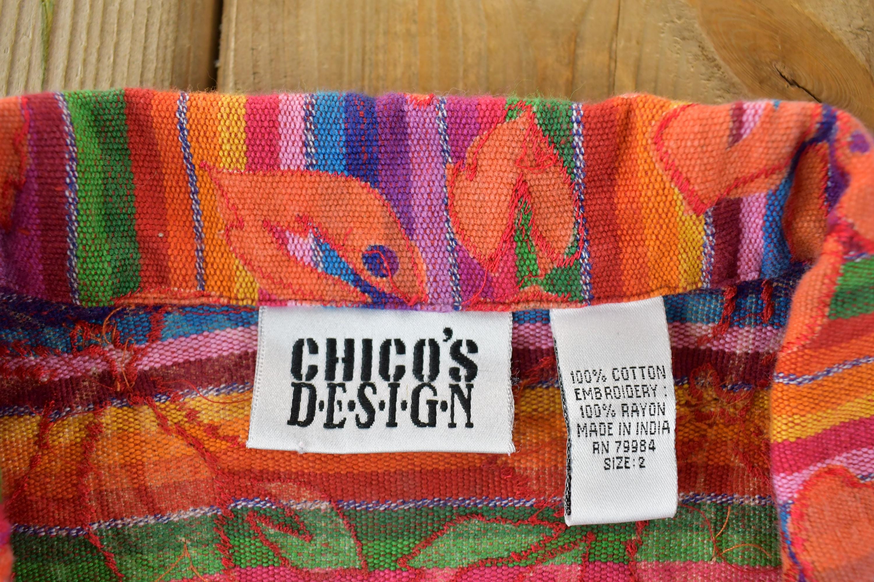Vintage 90s Chicos Design Abstract Knit Button Up Shirt