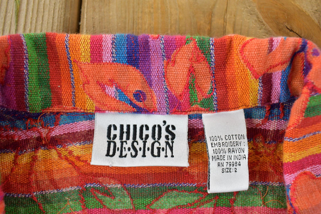 Vintage 90s Chicos Design Abstract Knit Button Up Shirt