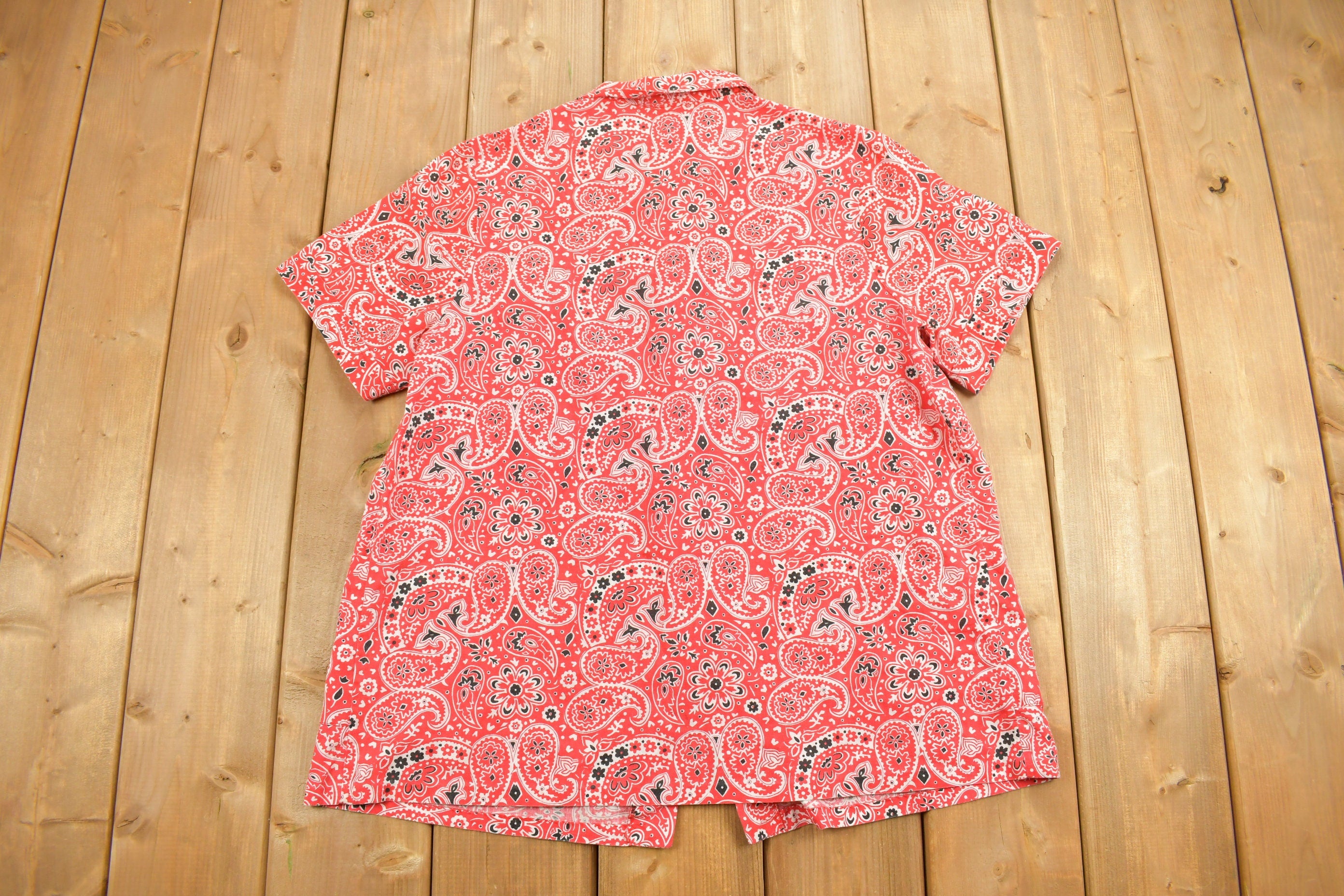 Vintage 1970s Red Paisley Button Up Shirt
