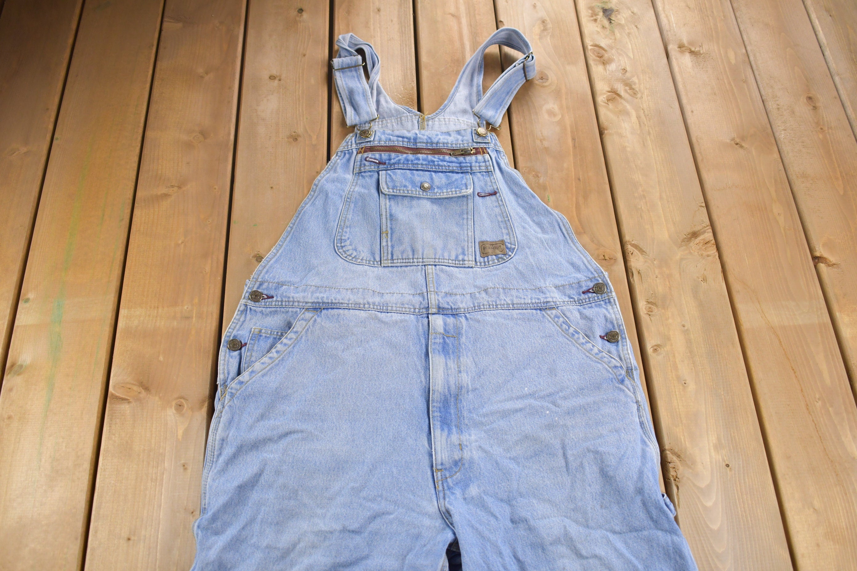 Vintage 1990s C.E. Schmidt Blue Denim Jean Overalls Size 42 x 28