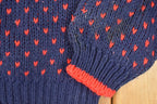 Vintage 1990s Club Sportif Mini Heart Knit Crewneck Sweater Women's Cropped L