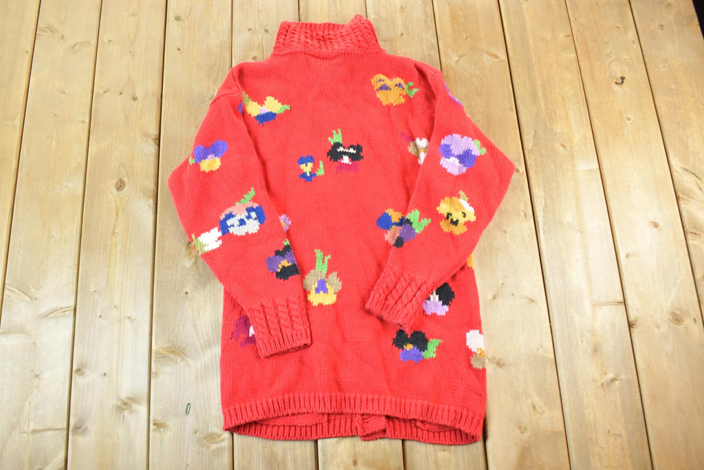 Vintage 1990s Knit Abstract Pattern Crewneck Sweater Womens M