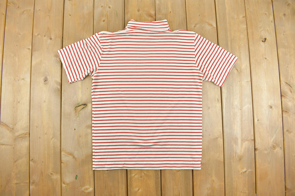 Vintage 1980s Striped Short Sleeve Turtleneck Shirt