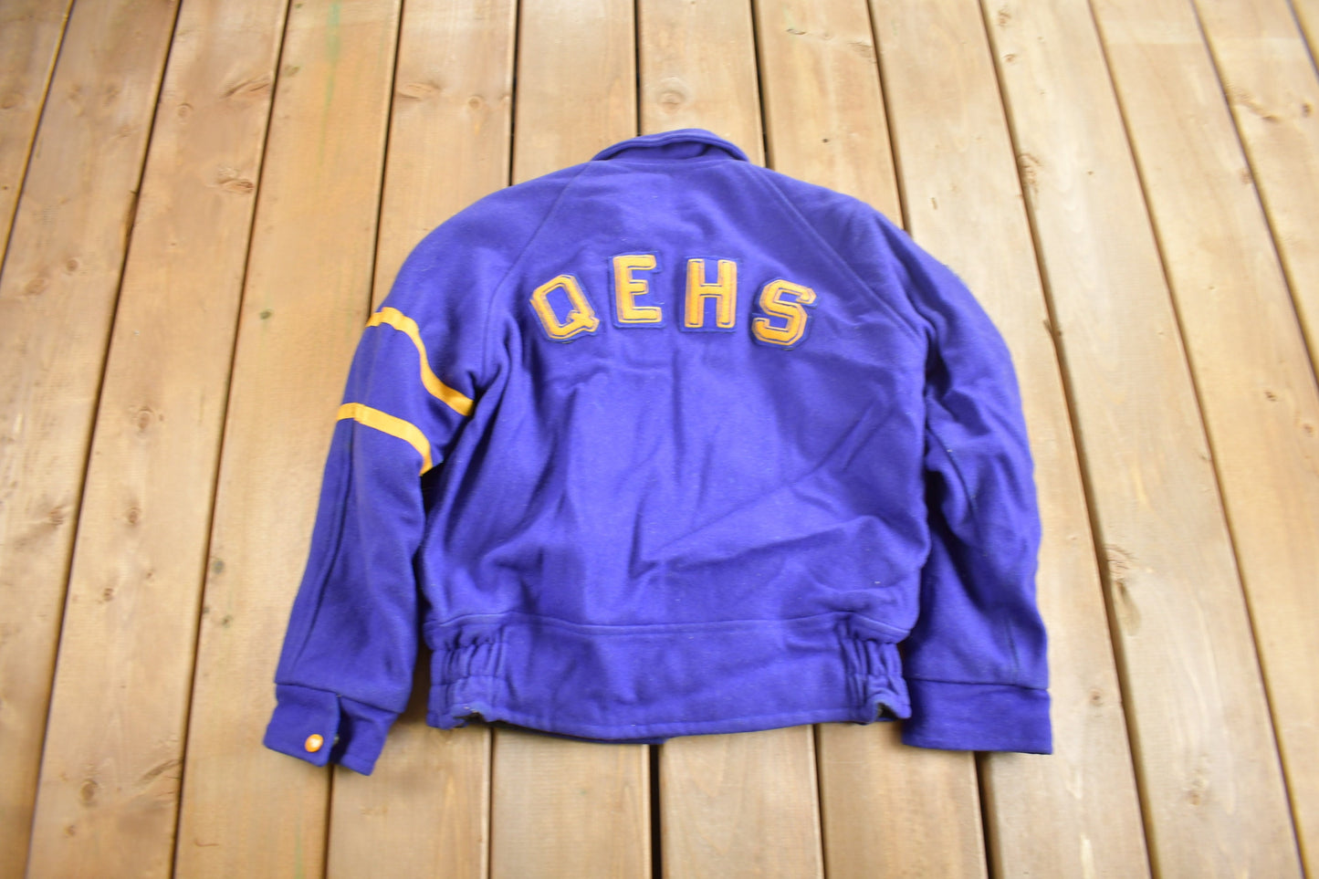 Vintage 1980s QEHS Wool Varsity Jacket / Patchwork / Streetwear / Made In Canada / Women's Jacket