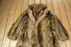 Vintage 1970s Brown Racoon Fur Coat