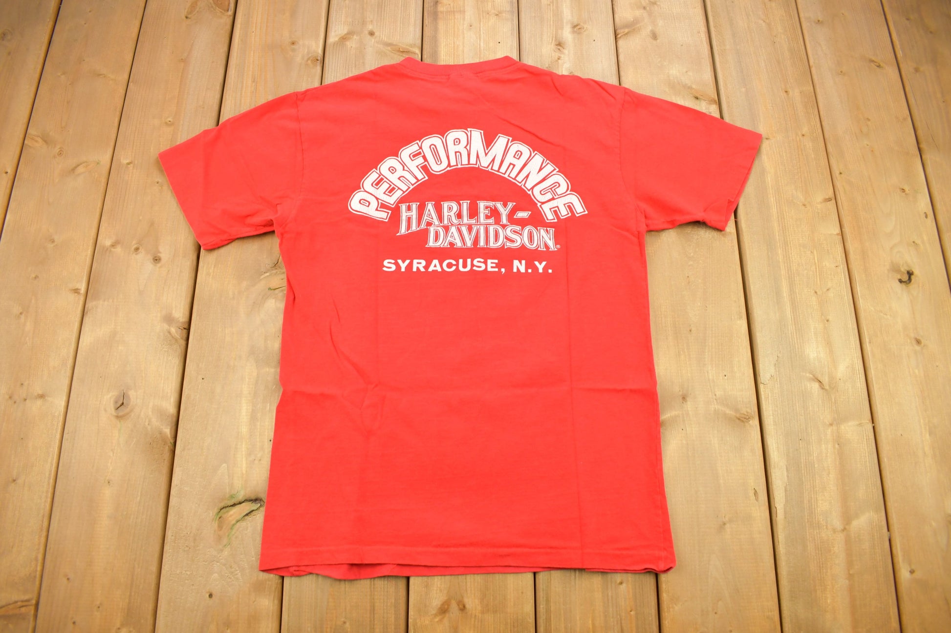 Vintage 1980s Performance Harley Davidson Syracuse New York Henley T-Shirt / Single Stitch / Made In USA / Biker Tee / Souvenir T Shirt