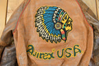 Vintage 1990s Avirex USA Native Tribal Leather Varsity Jacket Men's Medium /