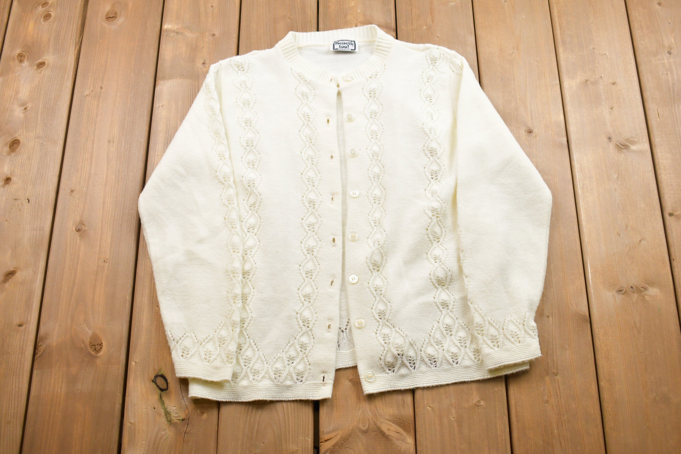 Vintage 1980s Button Up Cable Knit Cardigan Sweater