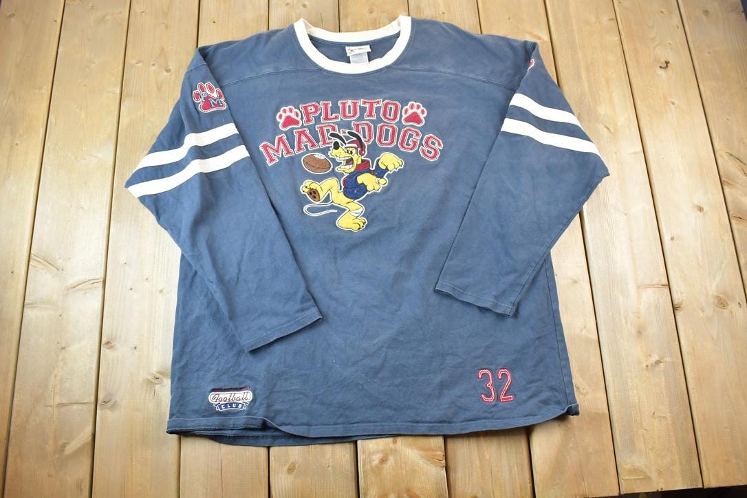 Vintage 1990s Pluto Maddogs Football Mickey Mouse Disney Crewneck
