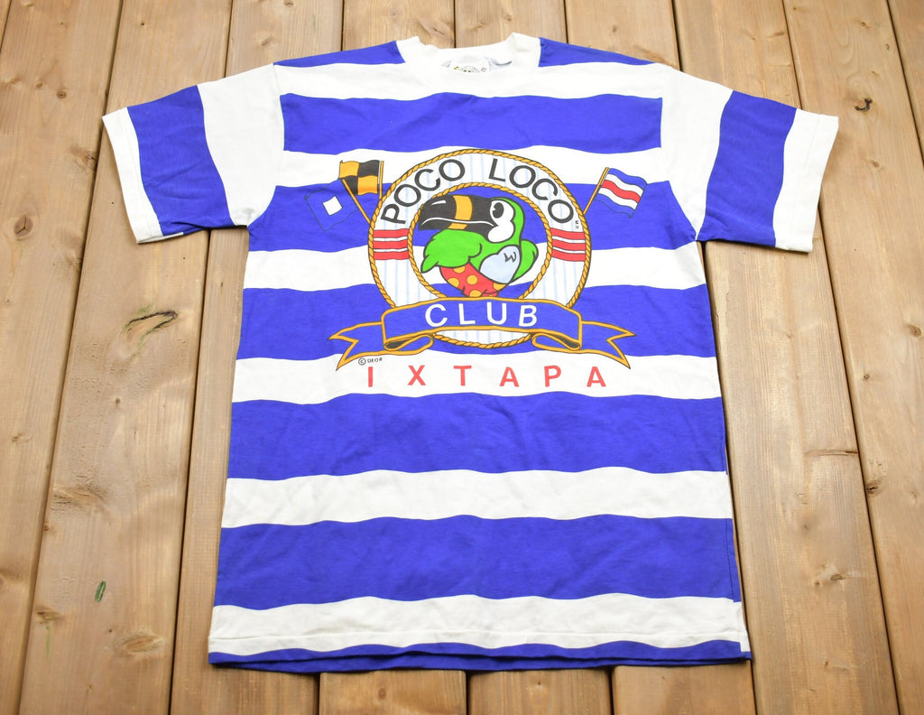 Vintage 1990s Poco Loco Club Cancun Striped T-Shirt
