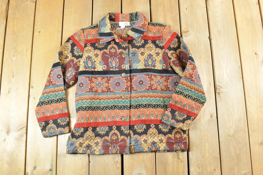 Vintage 1990s Studio Works Petite Abstract Knit Light Jacket