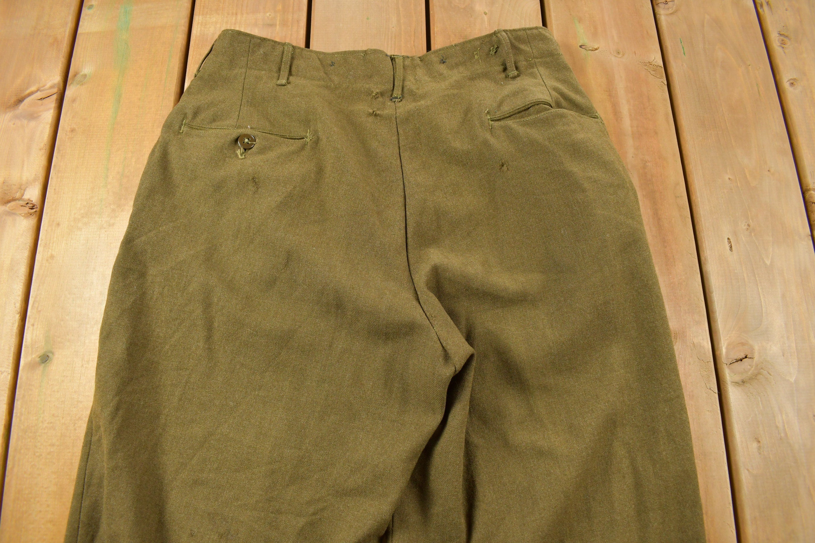 Vintage 1980s Military Green Army Pants Size 32 x 27