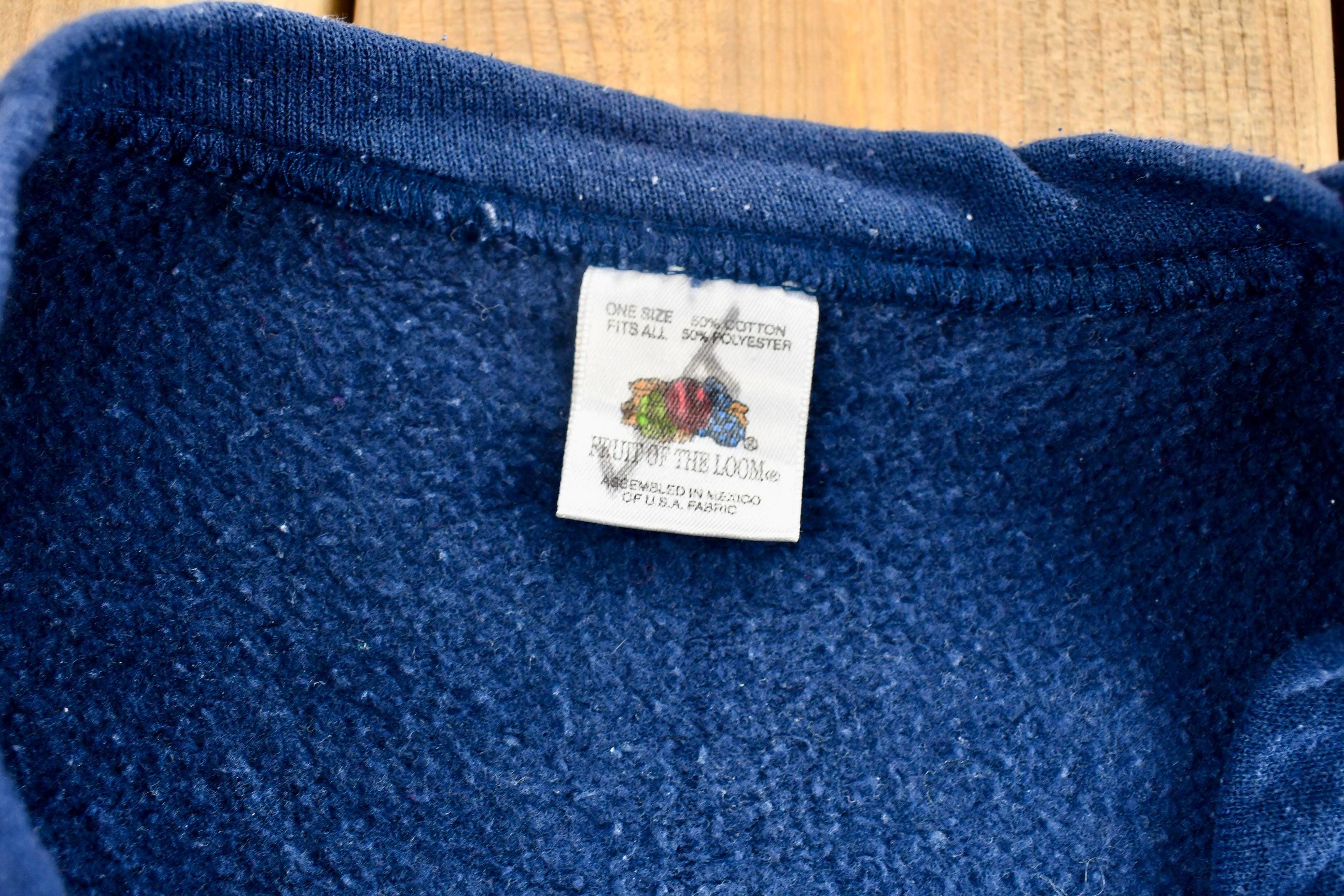 Vintage 1990s Navy Blue Blank Cardigan Sweatshirt / Fleece Lined Cardigan Sweatshirt / Vintage Athleisure Cardigan