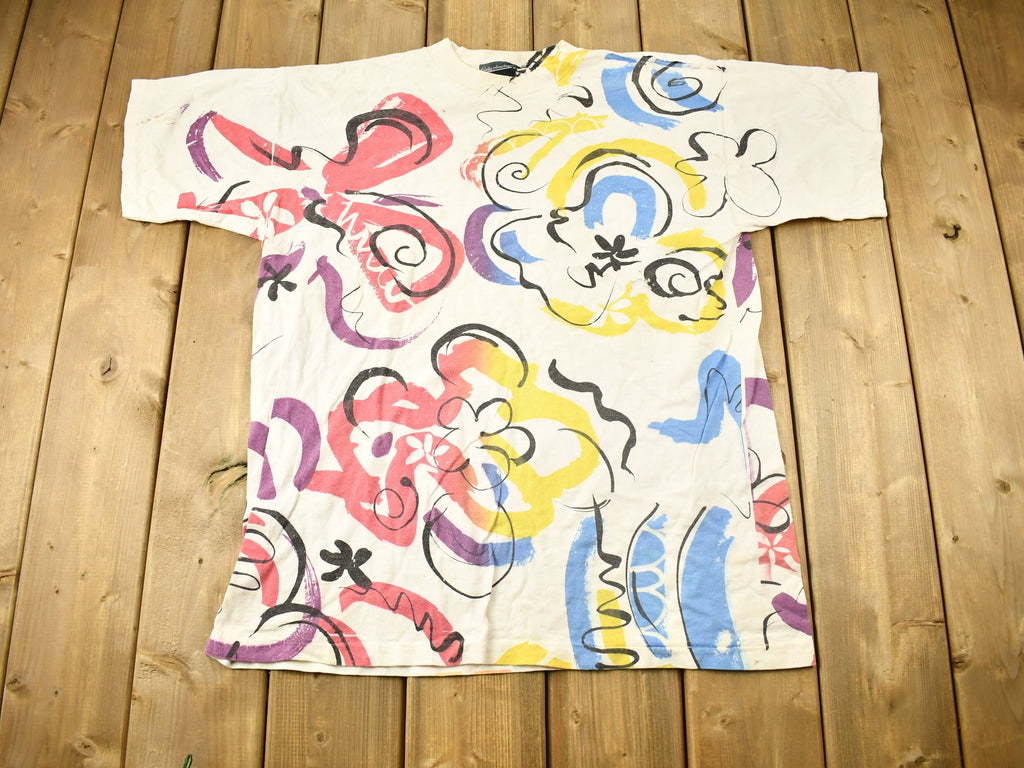 Vintage 1990s Abstract Art All Over Print T-Shirt