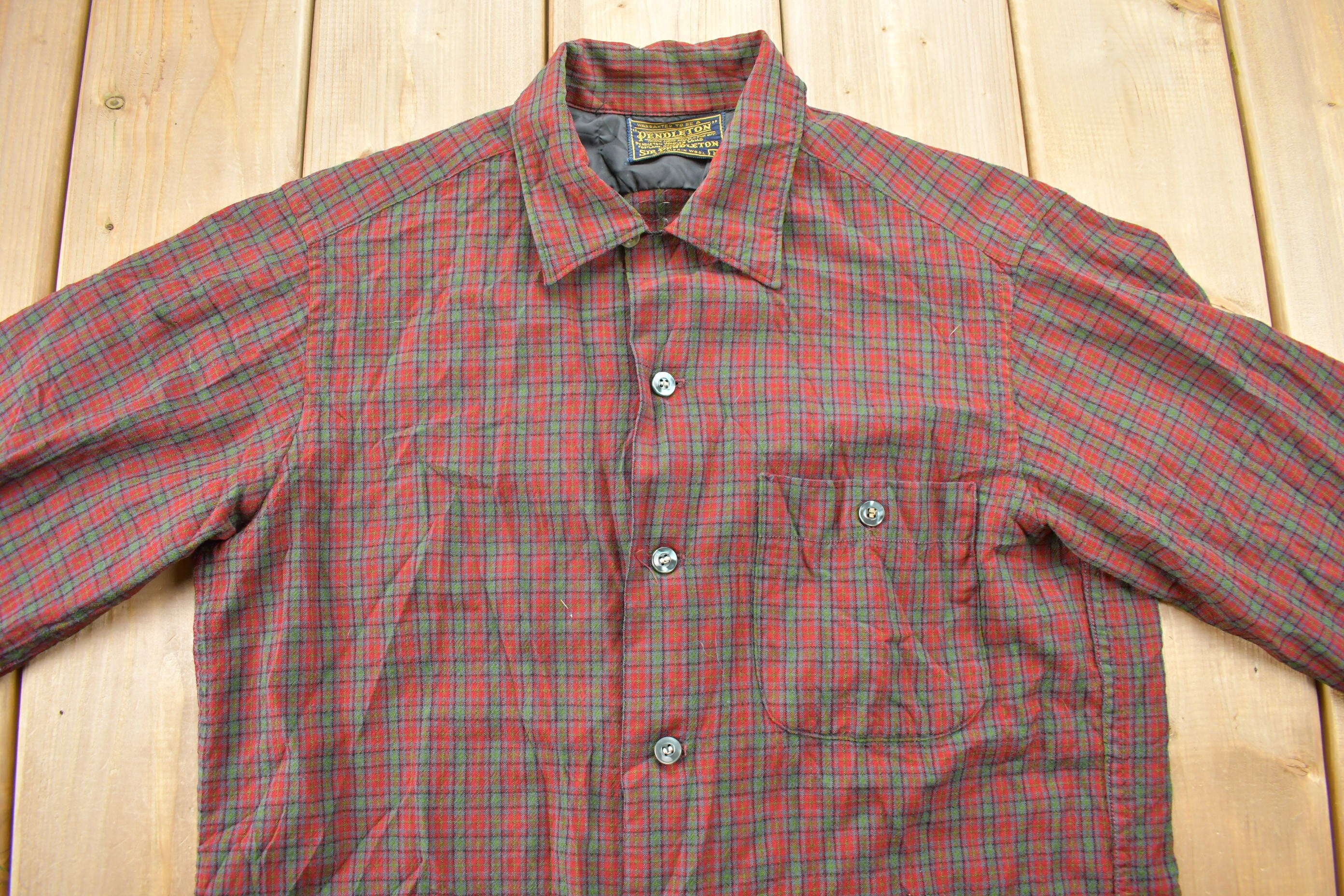 Vintage 1970s Sir Pendleton Plaid Button Up Board Shirt