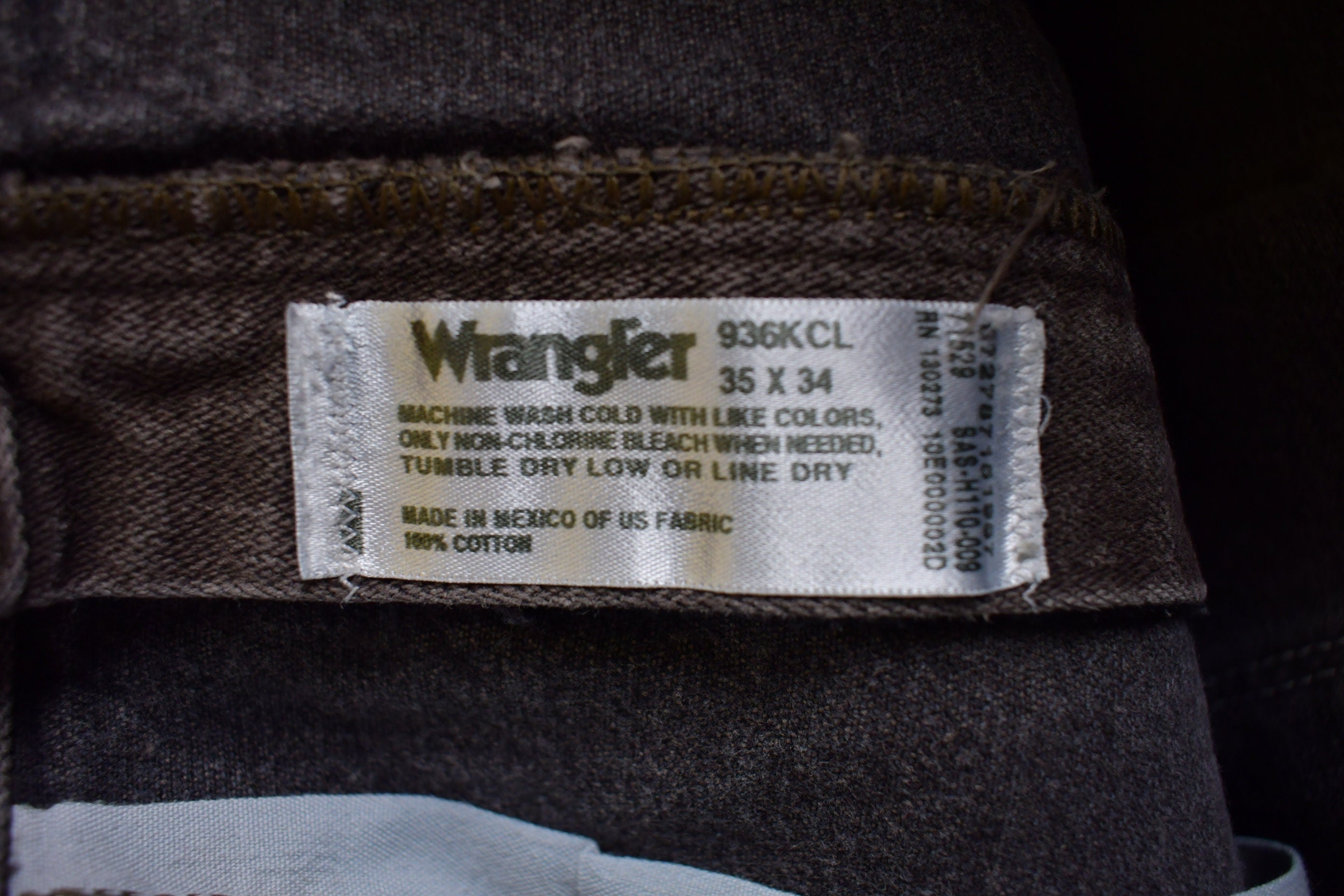 Vintage 1990's Wrangler Brown Denim Pants 34 x 31