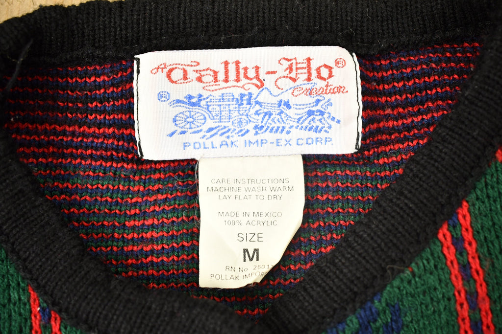 Vintage 1980s Tally-Ho Creation 100% Acrylic Knit Cardigan Sweater