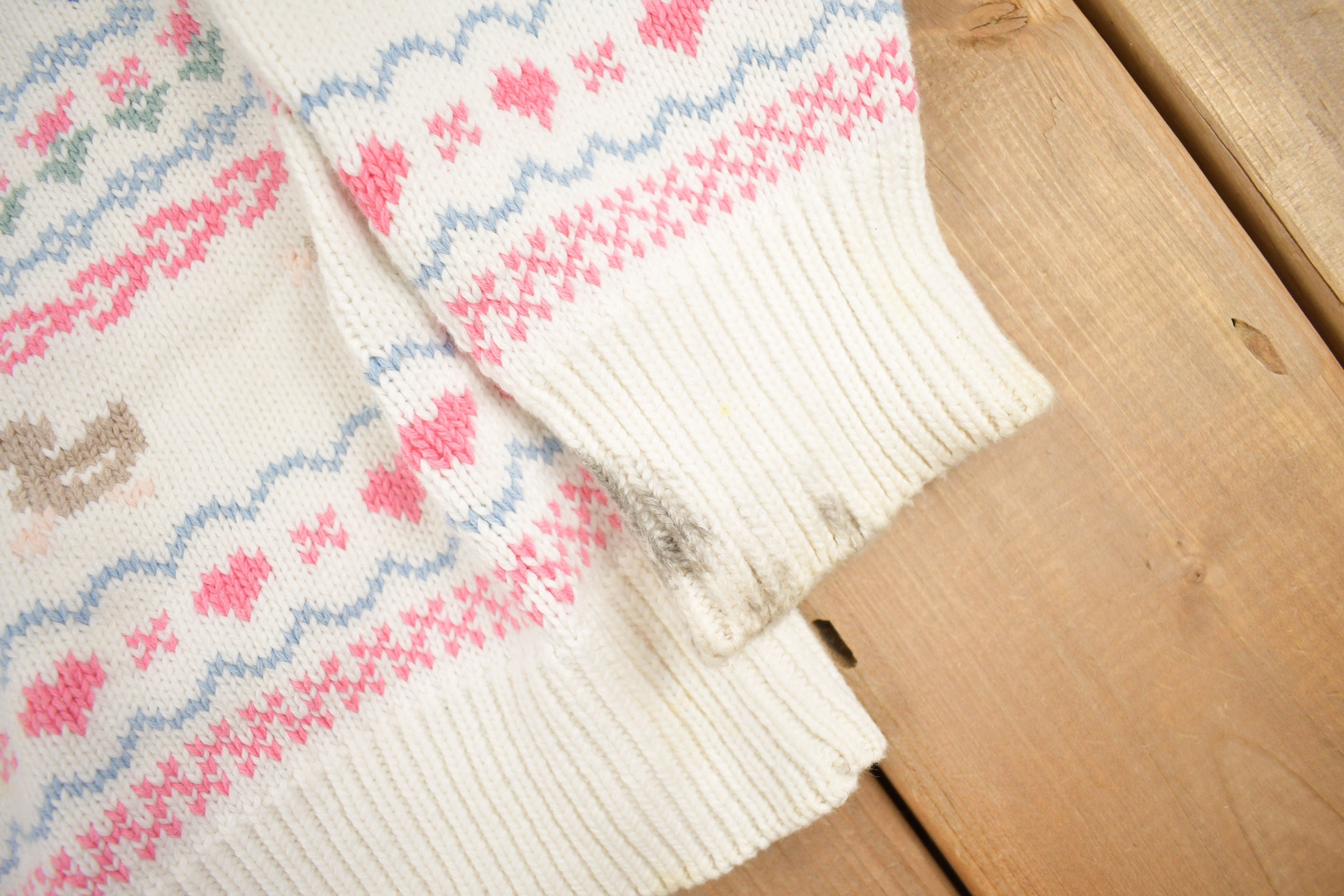 Vintage 1989 Eddie Bauer Striped Knit Cardigan Sweater /