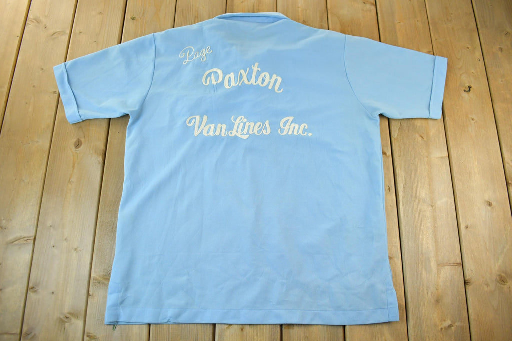 Vintage 1960s 1970s Poly Knit Chain Stitched Polo Button Up Bowler Shirt Men's XL