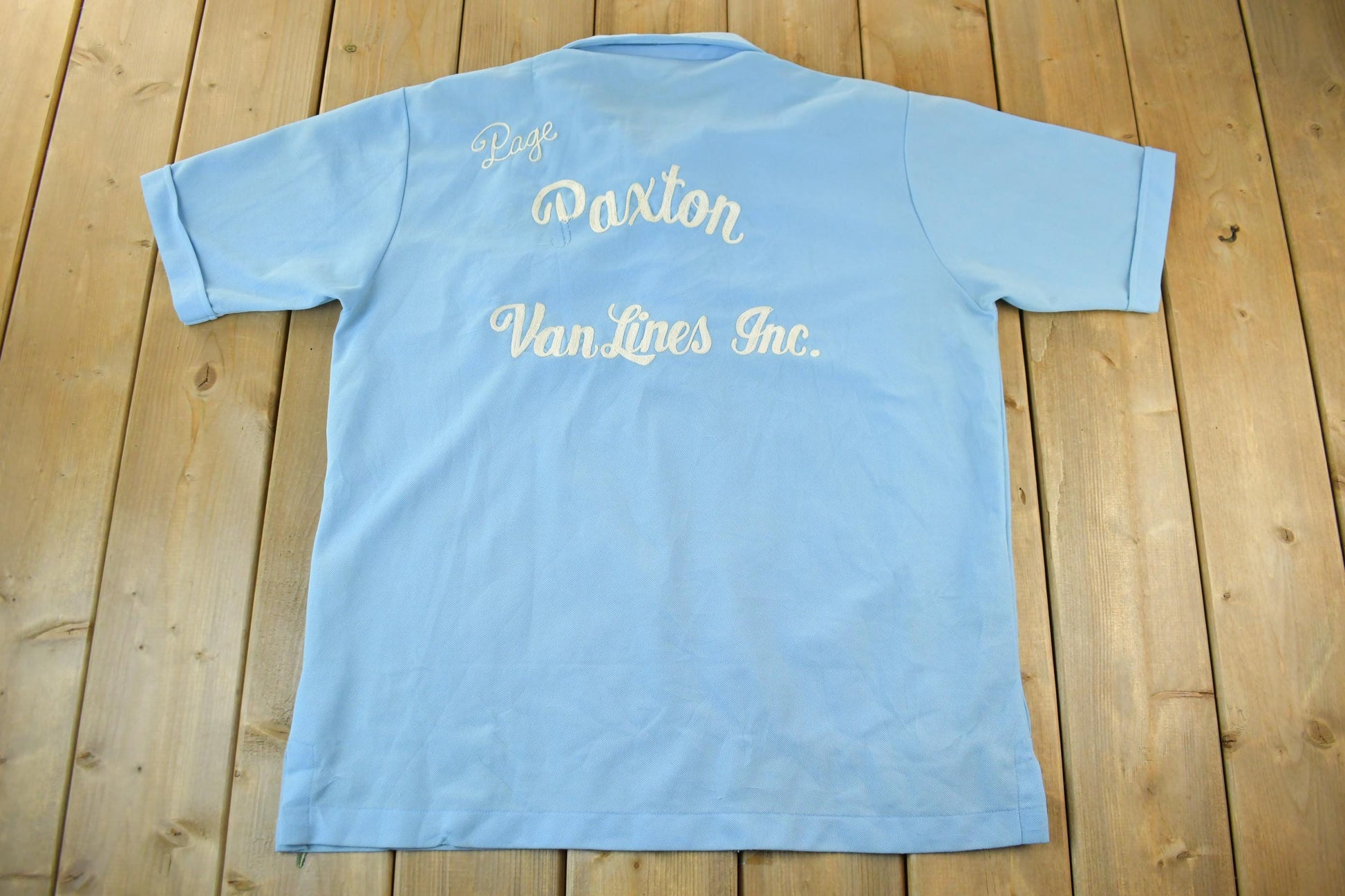 Vintage 1960s 1970s Poly Knit Chain Stitched Polo Button Up Bowler Shirt Men's XL