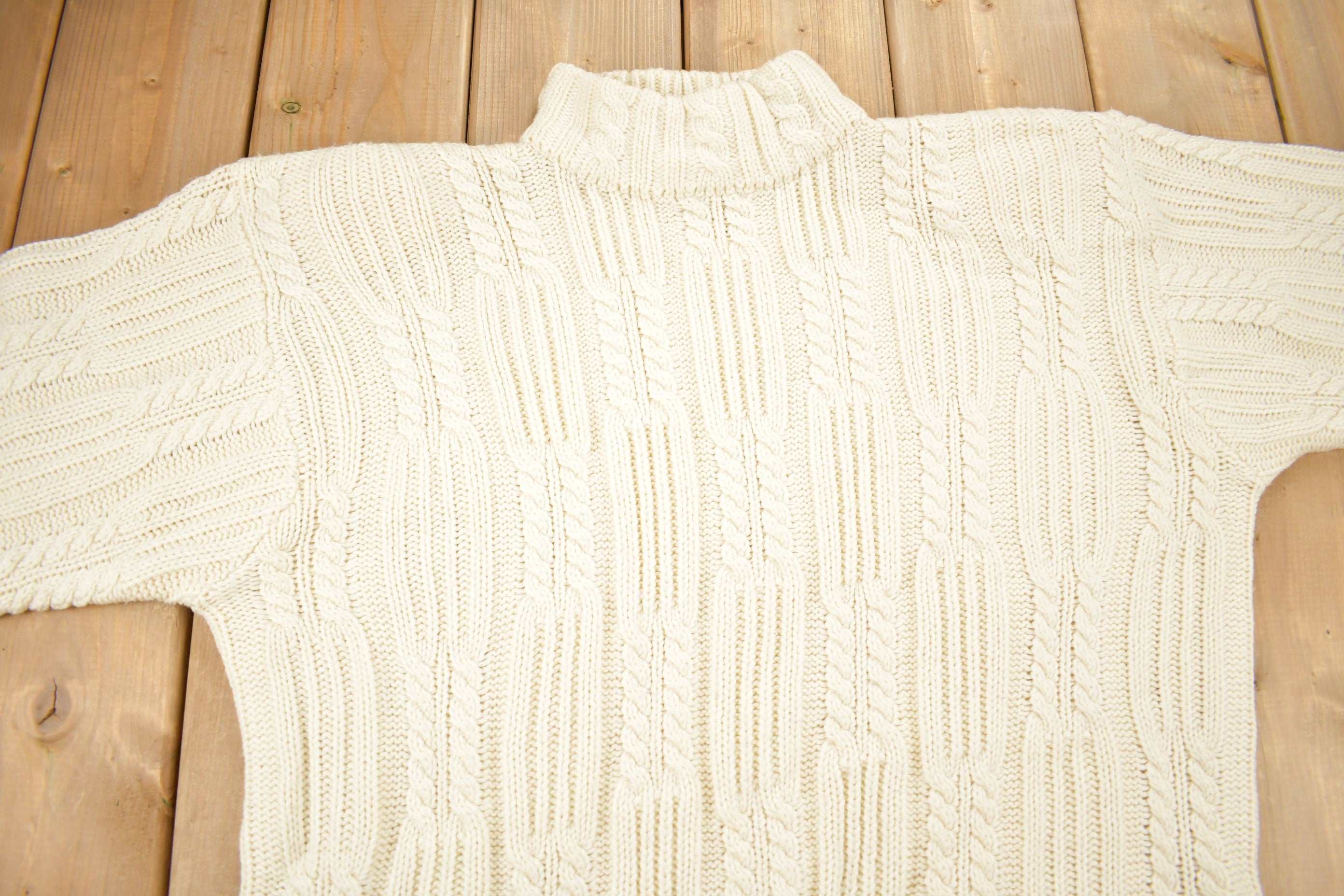 Vintage 1990s Karen Scott II Cable Knit Mockneck Sweater