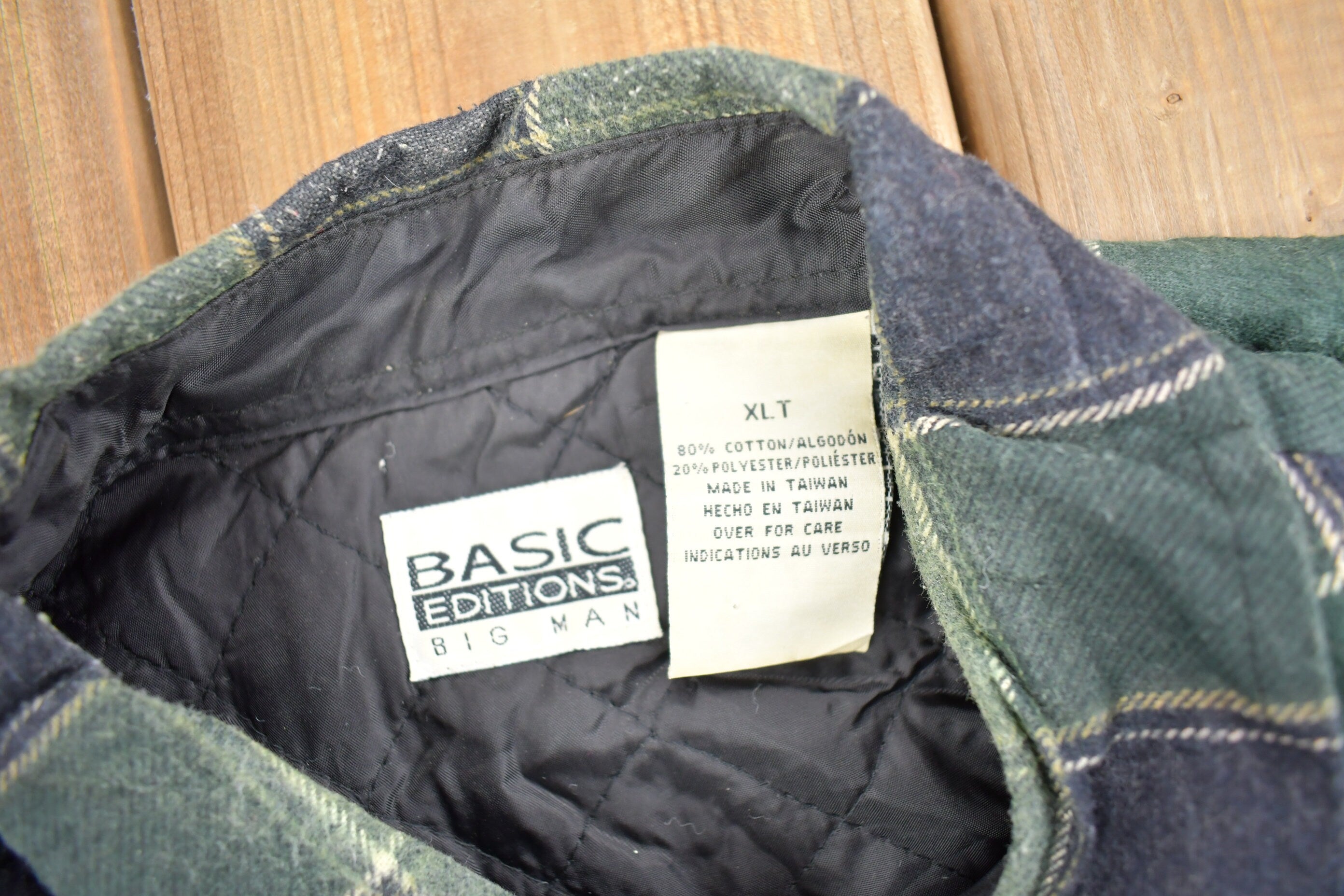 Vintage 1990s Basic Editions Quilted Plaid Jacket