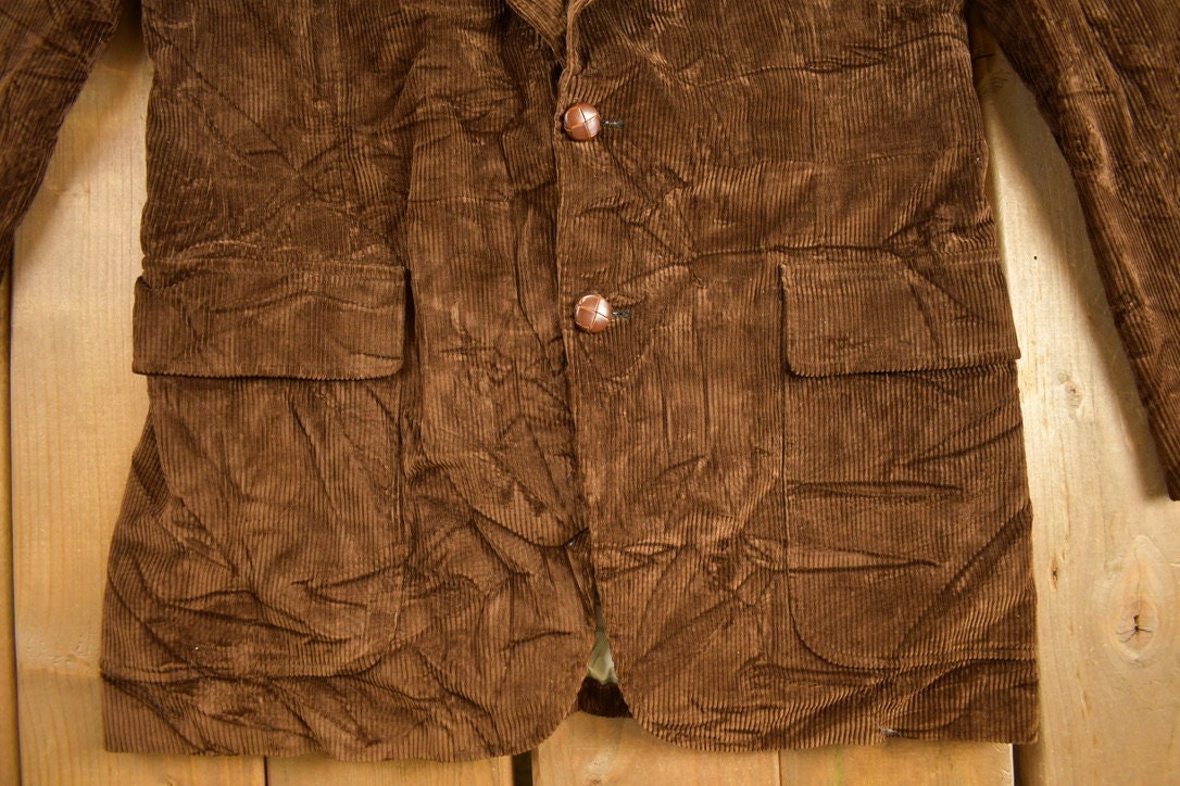 Vintage 1980s Brown Corduroy Blazer Button Up Shirt