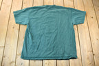 Vintage 1990s Lee Single Stitch Thick Collared Blank Green T-Shirt