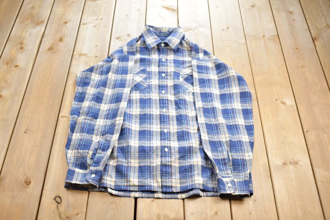 Vintage 1990s Arrow Sportswear Hunter Check Plaid Flannel Long Sleeve Button Up Shirt