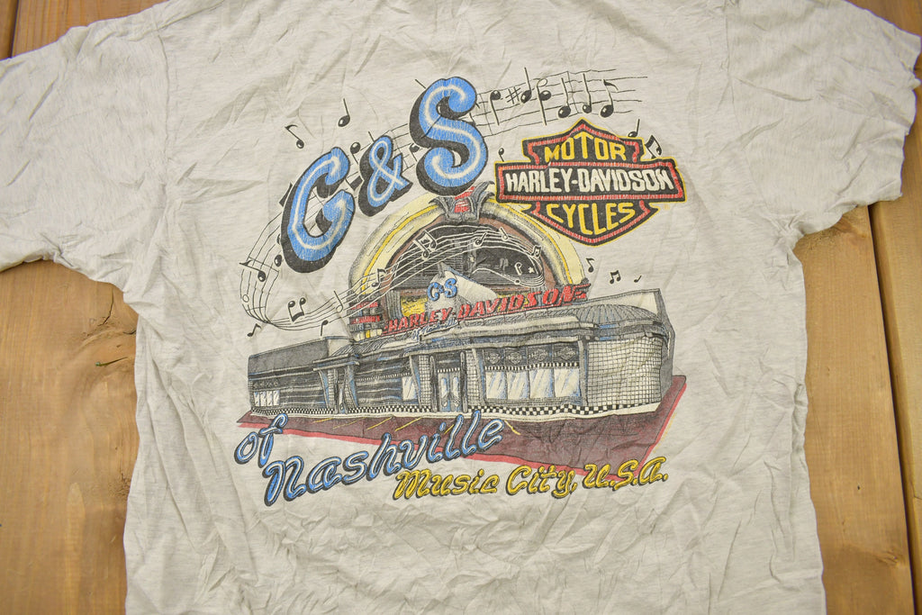Vintage 1995 C&S Harley Davidson Of Nashville Graphic T-Shirt