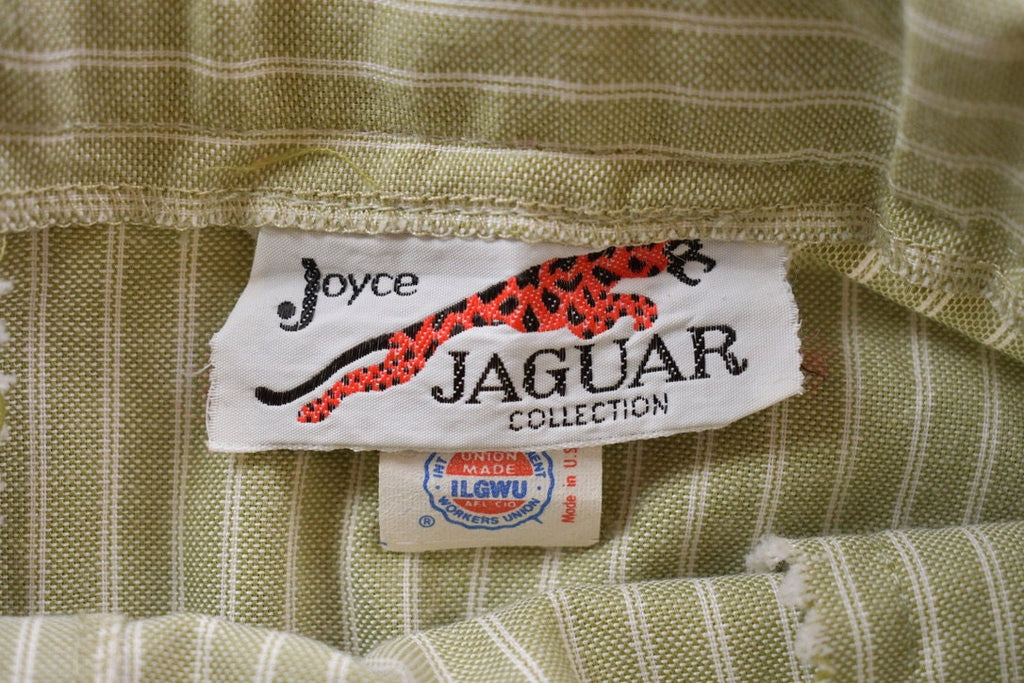 True Vintage 1980s Joyce Jaguar Green Striped Skirt Size 28 x 28
