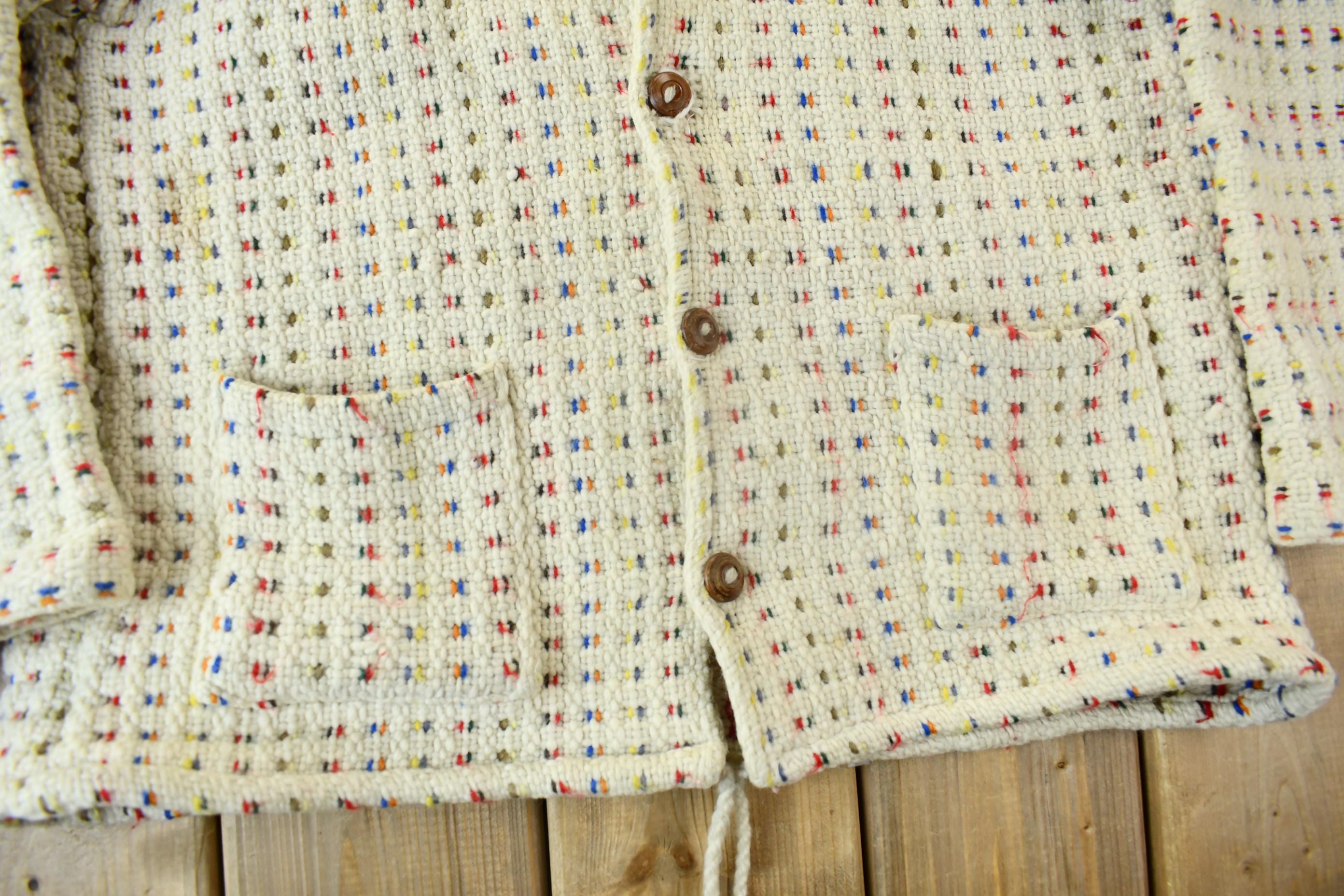 Vintage 1990s Multi Color Knit Cardigan Sweater
