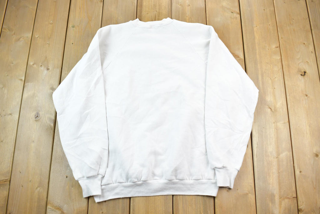 Vintage 1986 Squiggle Hair Guy Story Print Crewneck Sweatshirt
