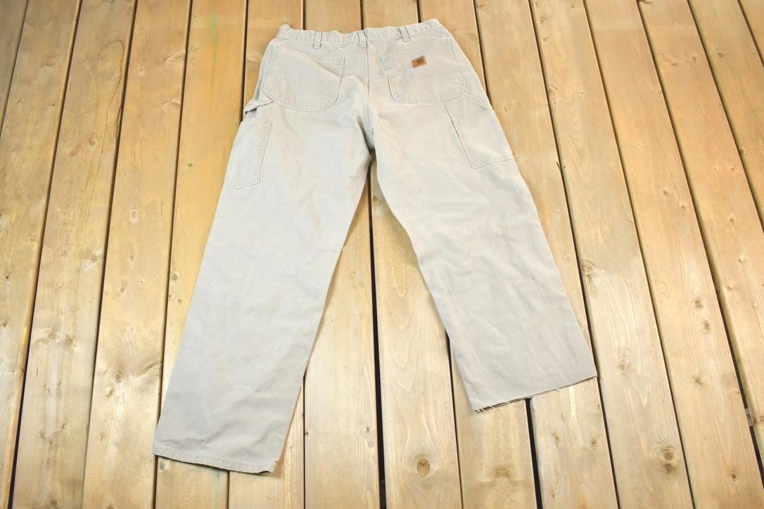 Vintage 1990s Tan Carhartt Denim Work Jeans Size 32 x 24