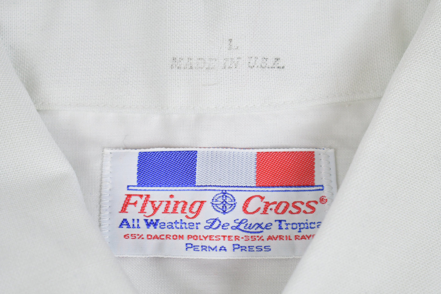 Vintage 1980s Flying Cross Button Up T- Shirt / Made in USA / 80s / 90s / Camp Collar / Casual Wear / Workwear / Uniform Shirt