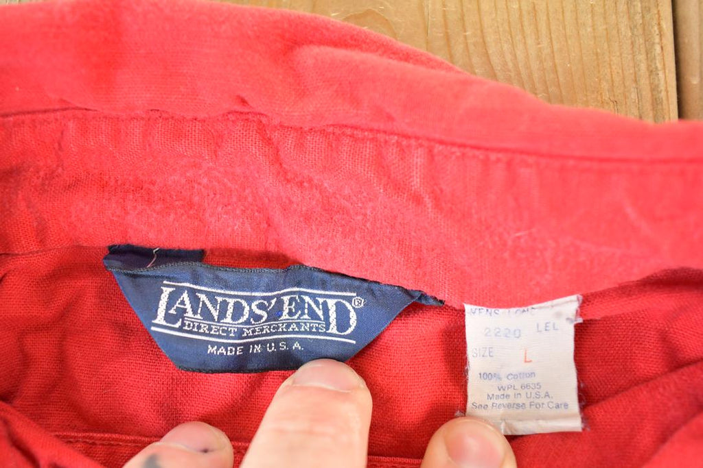Vintage 1990s Lands End South Western Style Button Up Rodeo Shirt Mens Large