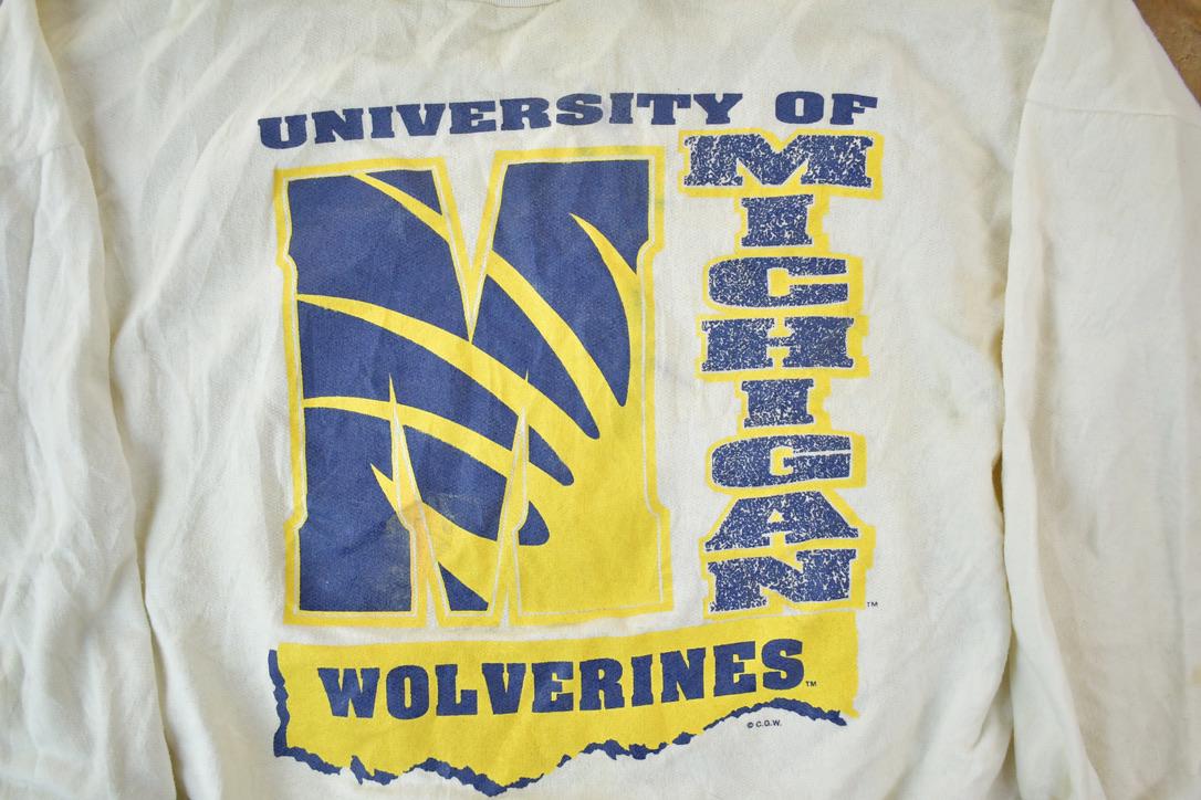 Vintage 1990s University Of Michigan Wolverines Double Collar Collegiate Crewneck