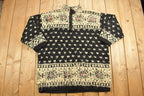 Vintage 1990's Jones New Patterned Knit Zip Up Sweater
