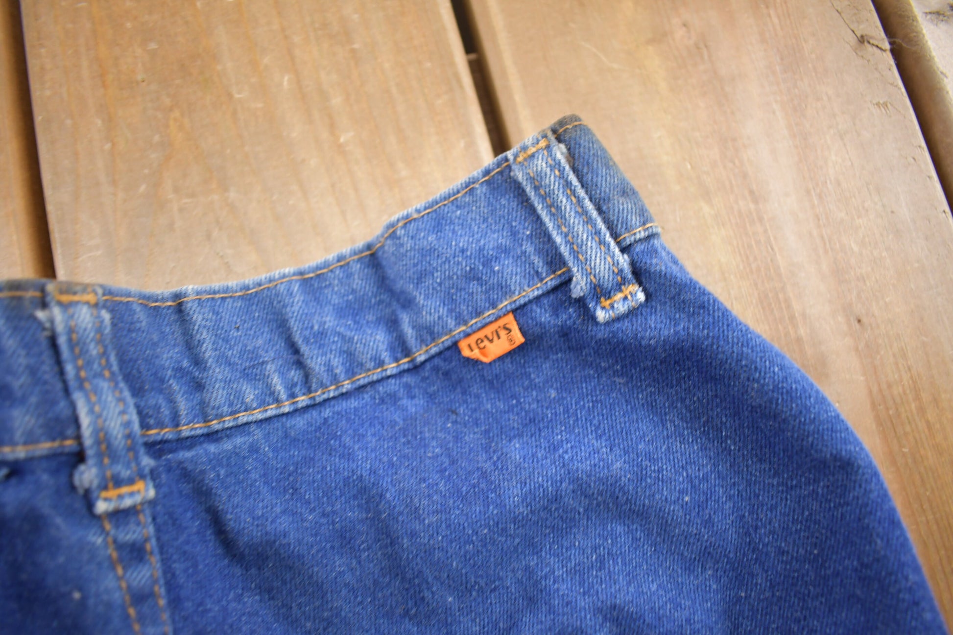 Vintage 1970s Levi's Orange Tab Embroidered Jeans Size 24 x 32