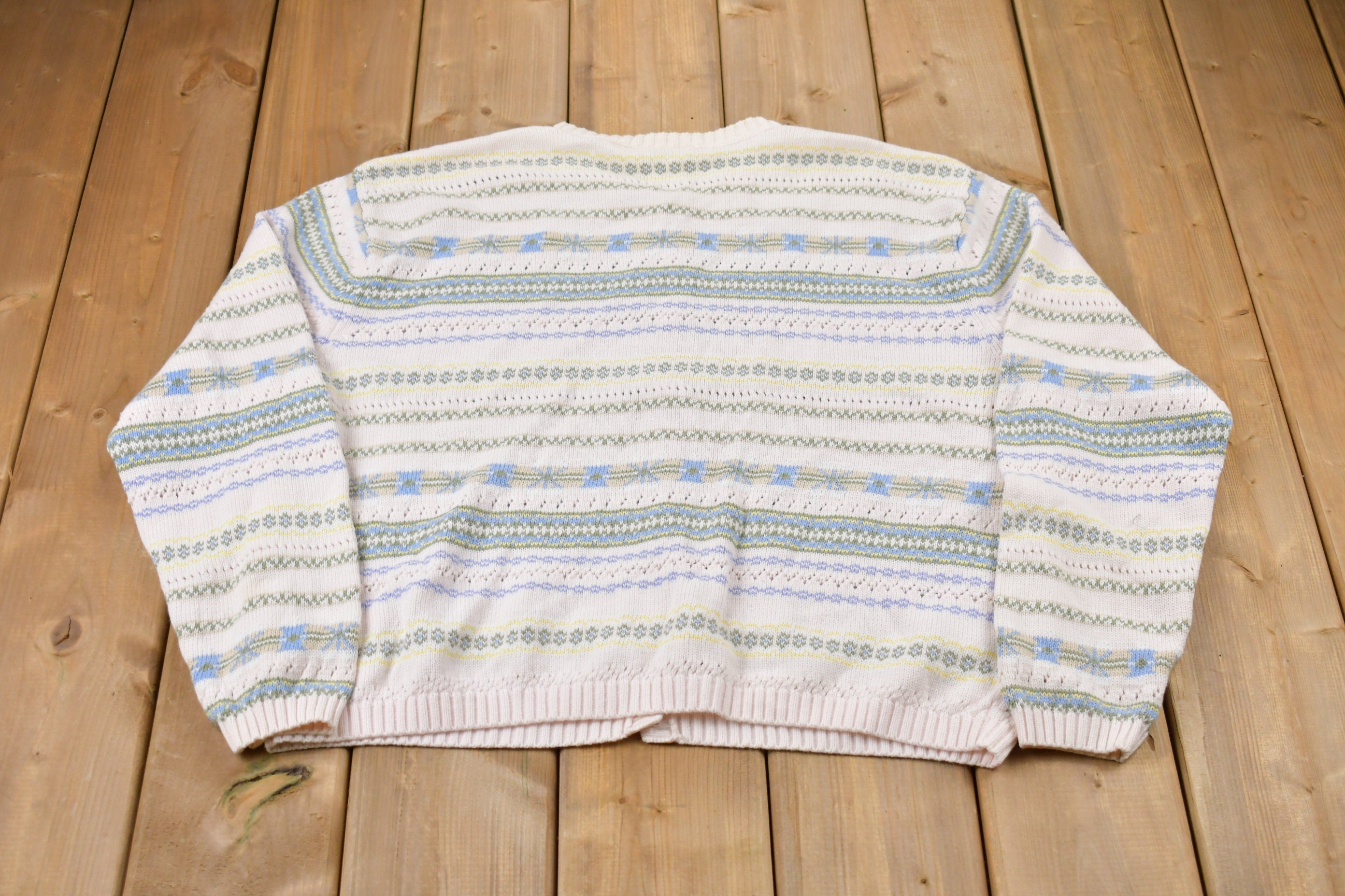 Vintage 1990s Floral Print Knitted Sweater
