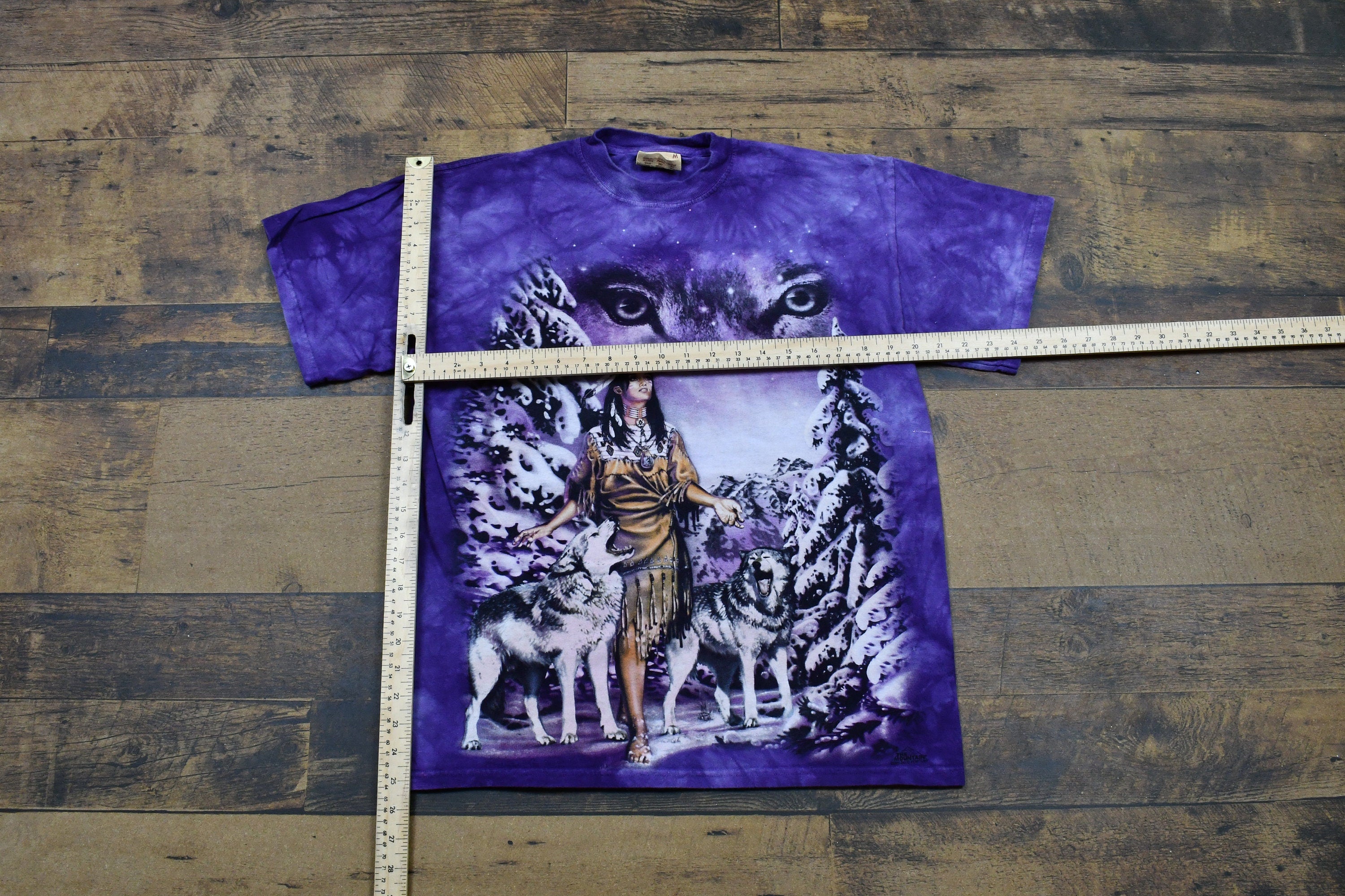 Vintage 2000 Aboriginal Wolf Theme Tie Dye T-Shirt