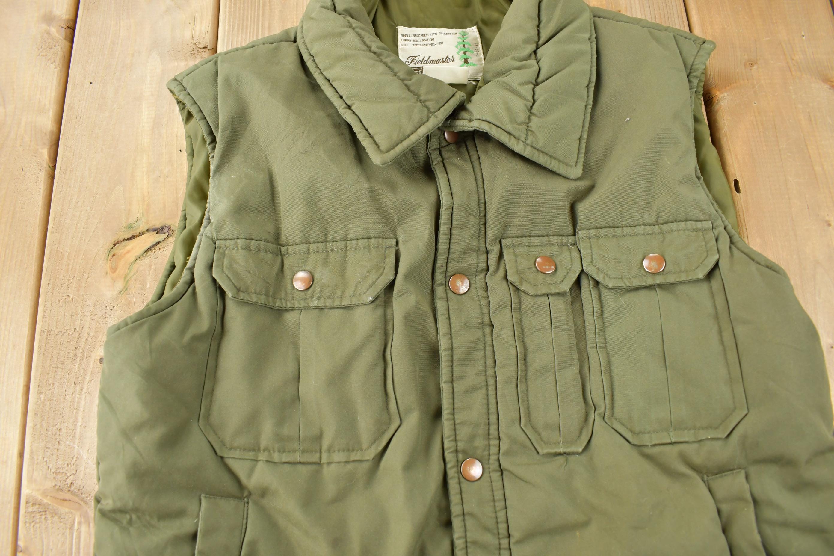 Vintage 1980s Sears Field-Masters Green Puffer Vest