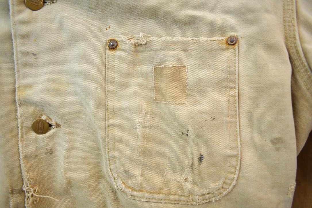 Vintage 1970s Carhartt Blanket Lined Chore Coat Heavily Distressed