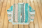 Vintage 1990s Coogi 3D Knit Abstract V Neck Sweater Men's XL